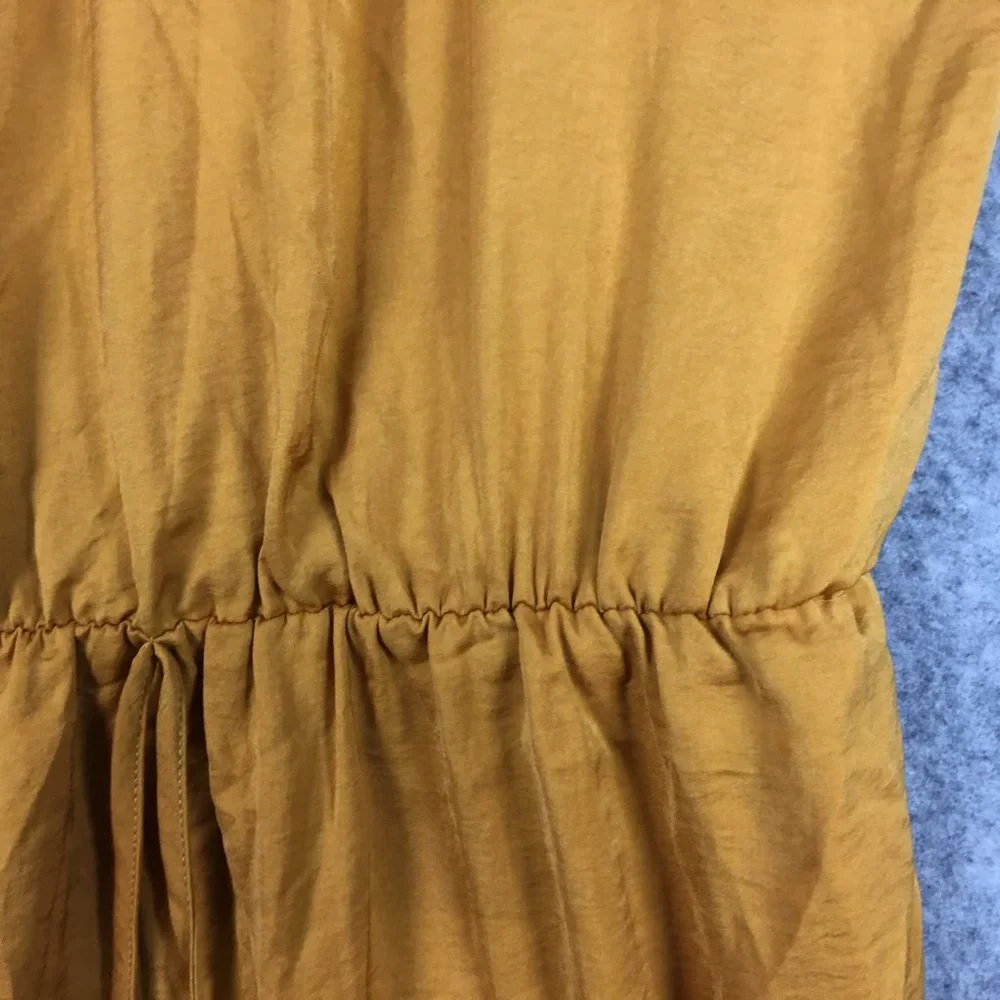Mossimo Dress S Casual Cocktail Halter Mustard Gold Sleeveless A Line Drawstring